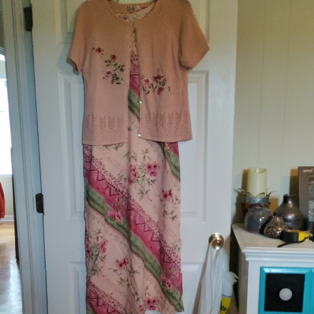 Floral Maxi Dress with Cardigan